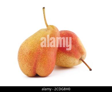 Two ripe pears on white background Stock Photo