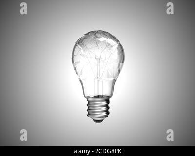 Smashed or burned lightbulb Stock Photo