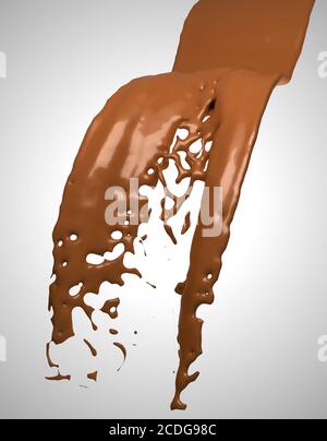 Liquid milk chocolate flow Stock Photo