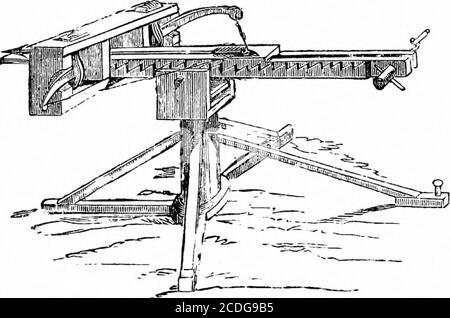 . A dictionary of religious knowledge [electronic resource]: for popular and professional use, comprising full information on Biblical, theological, and ecclesiastical subjects . Roman Balista. sentations of Egyptian and Assyrian warfare,and by the traditional belief that the balistawas invented in Syria. All these engines. Koman Catapult. were constructed upon the principle of thesliug, the bow, or the spring. Another war-engine with which the Hebrews were ac- Stock Photo