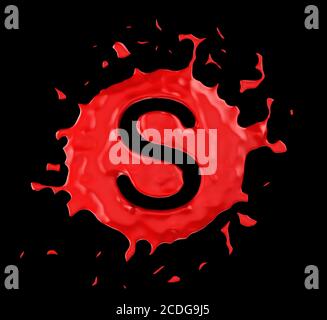 Red blob S letter over black background Stock Photo