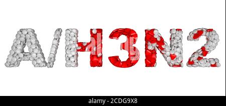 Swine Flu H3N2 epidemic - word assemled with pills Stock Photo