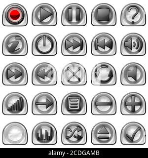 Semicircular pressed Control panel buttons Stock Photo