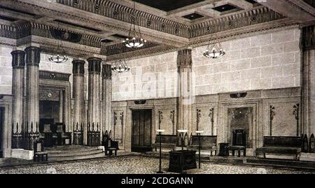 Greystone Hall - 1918  Illustration  of the Blue Lodge, Egyptian from the commemorative booklet produced on the opening of the  new Masonic Temple at Akron, Ohio, USA Stock Photo