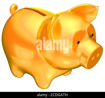 Golden Piggy Bank Isolated Stock Photo - Alamy