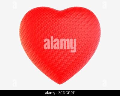 Red woven fiber heart shape isolated Stock Photo