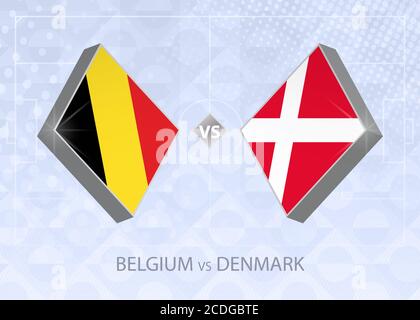 Belgium vs Denmark, League A, Group 2. European Football Competition on blue soccer background. Stock Vector