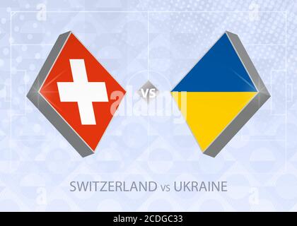 Switzerland vs Ukraine, League A, Group 4. European Football Competition on blue soccer background. Stock Vector