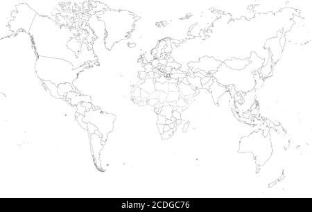 Blank outline map of World. Vector illustration. Stock Vector