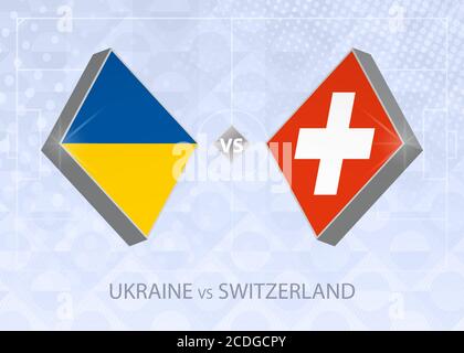 Ukraine vs Switzerland, League A, Group 4. European Football Competition on blue soccer background. Stock Vector