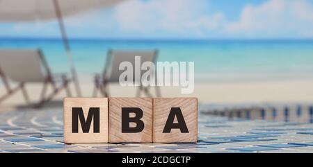 MBA on wood cubes. Master of Business Administration concept. Education overseas Stock Photo