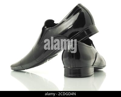 Side and back view of patent-leather shoes Stock Photo