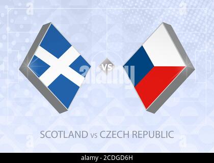 Scotland vs Czech Republic, League B, Group 2. European Football Competition on blue soccer background. Stock Vector