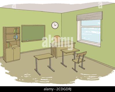 Classroom graphic color interior sketch illustration vector Stock Vector