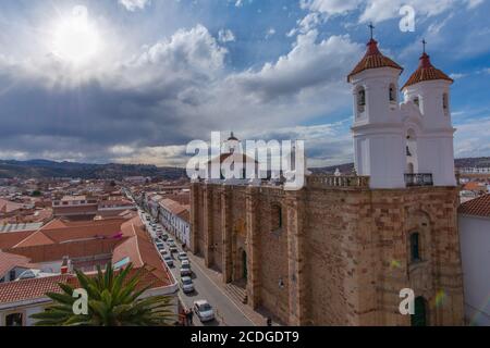 Iglesia de la Merced, Sucre seen from the Iglesia San Felipe Neri, constitutional capital of Bolivia, Chuquisaca Department, Bolivia, Latin America Stock Photo