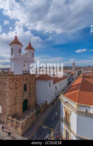 Iglesia de la Merced, Sucre seen from the Iglesia San Felipe Neri, constitutional capital of Bolivia, Chuquisaca Department, Bolivia, Latin America Stock Photo