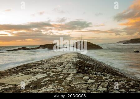Over the Breakwater, Bude Stock Photo