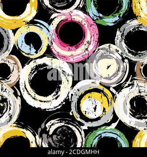 seamless background pattern, with circles, paint strokes and splashes Stock Vector