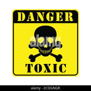 Skull toxic icon vector illustration on white background.Toxic warning yellow sign Danger sign. Stock Vector