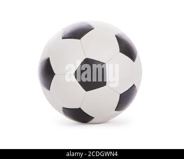 Leather soccer ball isolated on white background Stock Photo - Alamy