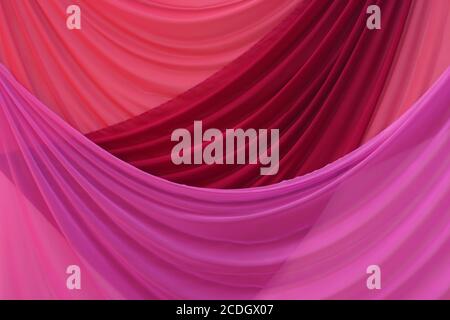 Red and purple curtains in an assembly hall on sol Stock Photo