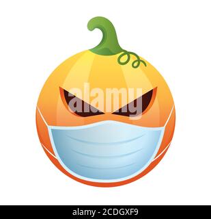 Pumpkin emoticon.Halloween Pumpkin isolated on white background.Pumpkin emoji.Halloween pumpkin rendering. Stock Vector