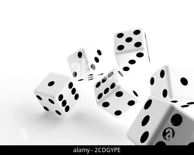 white dice cubes on a light background Stock Photo