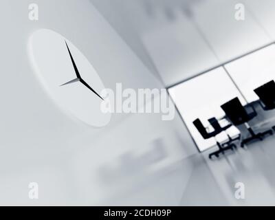 clock on a wall in a modern office on a background Stock Photo