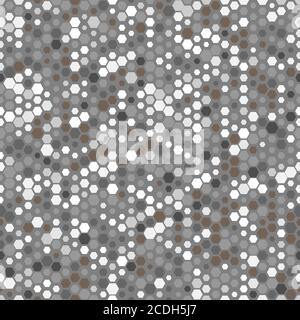 Monochrome seamless honey pattern with halftone hex cells in linear style Stock Vector