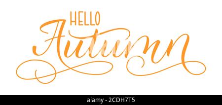 Brush calligraphy Hello Autumn Stock Vector