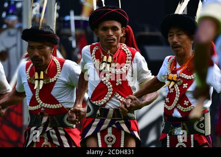 Naga tribes culture, heritage and traditions from Hornbill festival, Kisama, Nagaland, North east India Stock Photo