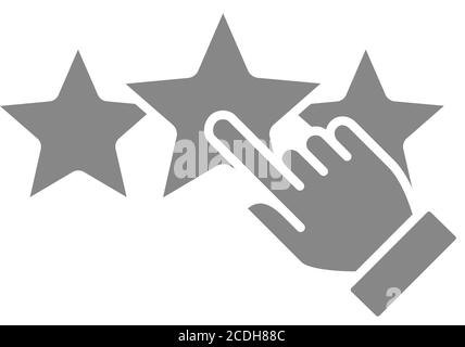 Human chooses a three stars rating gray icon. Positive customer review, add to favorites, quality control symbol Stock Vector