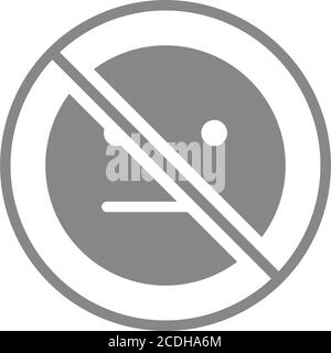 Forbidden sign with a expressionless emoji gray icon. No emotions, indifferent symbol Stock Vector