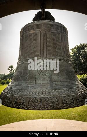 world peace bell from different unique angles close up shots image is taken at nalnda bihar india. the details view of huge world peace bell which is