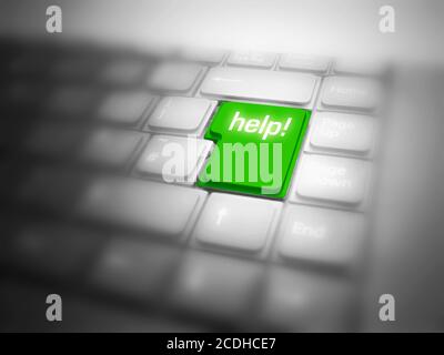 Big Help button on keyboard. Conceptual image Stock Photo