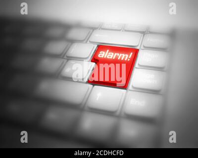 Big red button with ALARM! message. Stock Photo