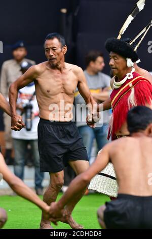 Naga tribes culture, heritage and traditions from Hornbill festival, Kisama, Nagaland, North east India Stock Photo