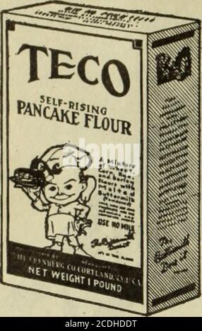 . American cookery . Buy advertised Goods — Do not accept substitutes 301 AMERICAN COOKERY. TECO SELF-RISING Pancake and Buckwheat Flour IVa in the Flour, Hot cakes ! In a minute ! Made with Teco pancake and buckwheat flour. Wheat cakes ! Waffles ! Gems ! Make the finest easily and quickly with Teco pancake flour and cold water. Buckwheat cakes ! Tender, delicious, digestible. Just add cold water to Teco buckwheat flour. THE EKENBERG CO. Cortland, N. Y. SAWYER CRYSTAL BLUE CO. New England Agents 88 Broad Street Boston, Mass. Housekeepers size, 1 joz., .30 prepaidCaterers size, 16oz., $1.00 (Wi Stock Photo