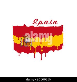 Painted Spain flag, Spain flag paint drips. Stock vector illustration isolated on white background Stock Vector