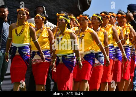 Naga tribes culture, heritage and traditions from Hornbill festival, Kisama, Nagaland, North east India Stock Photo