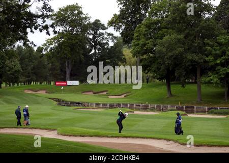 South Africa’s Louis de Jager plays from the fairway into the tenth green during day two of the ISPS HANDA UK Championship at The Belfry, Sutton Coldfield. Stock Photo