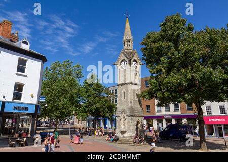The Clock Tower at the centre of Market Square in Aylesbury, Buckinghamshire, UK. Stock Photo
