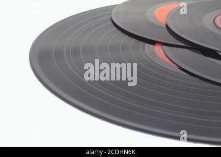 Vinyl records isolated on white Stock Photo