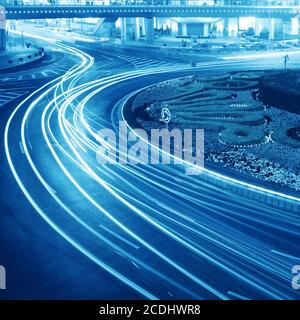 light trails on the street Stock Photo