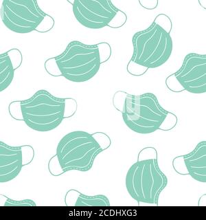 Face masks seamless vector pattern. Coronavirus design. Repeating background with protective face masks. Medical supplies design for fabric, wallpaper Stock Vector