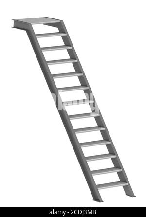 Industrial staircase. Staircase isolated on white background. 3D Illustration Stock Photo