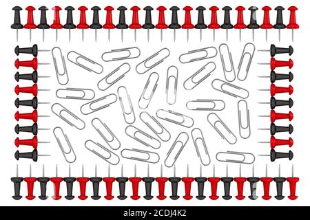 Paper clip frame. Rectangular frame of paper clips on a white surface ...