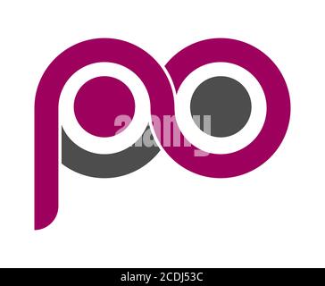 Stylized lowercase letters P and O are linked by a single line for a logo, monogram, or monogram. Vector illustration isolated on a white background. Stock Vector