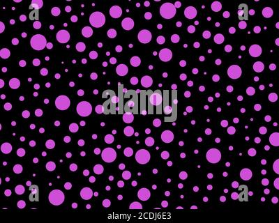 Black circles of different sizes on black background. 3D rendering Stock Photo