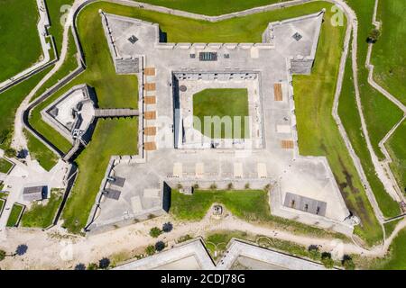 Aerial view of the Castillo de San Marcos, the oldest masonry fort in the continental United States in St. Augustine, Florida. Stock Photo